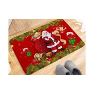 Tapetes Navideños Antideslizantes 60cm x 40cm Rojo y Verde Diseño Santa