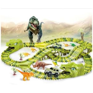 Pista de Dinosaurio 240 Piezas Flexible, Jurasico Color Verde