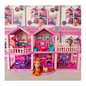 Casa de Muñecas de 2 pisos para niñas Color Rosado