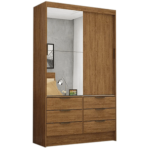 Armario Ropero con espejo Quijote 6 cajones color Marrón TU MESITA