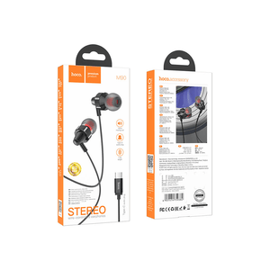 Audífono Earphone Tipo C Hoco M90 Alámbrico 1,2m Negro De Alta Calidad y Durabilidad