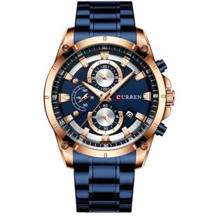 Reloj Curren 8360 Azul Dorado Acero inoxidable Cronógrafo de Cuarzo