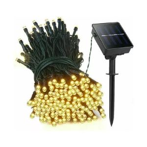 Luces Navideñas con Panel Solar de Color Ámbar