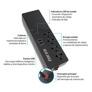 Estabilizador Forza 1000Va/500W 4T FVR-1012