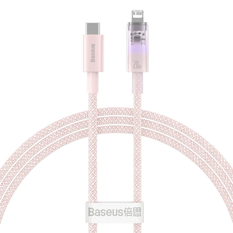 Cable Lightning A Tipo C Baseus 1m 20w Smart Control Rosado Real Plaza 0609