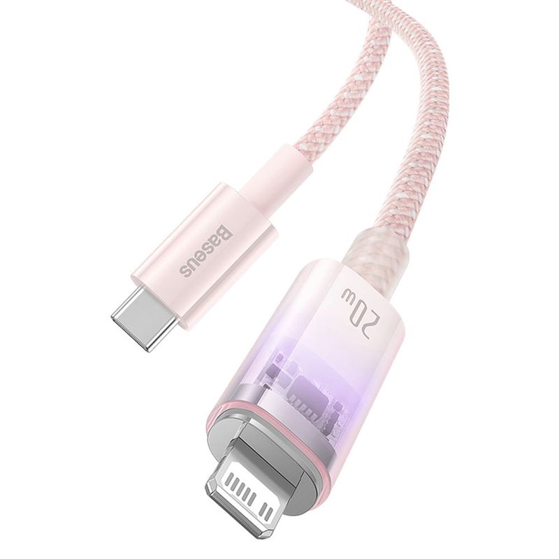 Cable Lightning A Tipo C Baseus 1m 20w Smart Control Rosado Real Plaza 2196