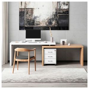 Escritorio Gerencial en L Teodino Ventitas Home Duna y Blanco