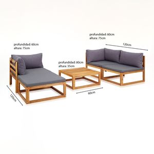 Set de terraza Llanero 4 personas con mesa Movenda