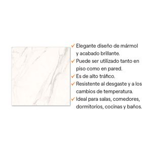 Piso Cerámico Marmolizado Alida 45x45cm 2.23m2 Celima