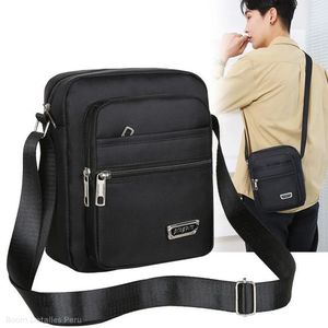 Morral Mochila Cruzada Hombre Oficina Negro de Nylon con Cierre Bolso Hombre
