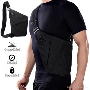 Mochila Antirrobo Cruzada Oculta para Viajes Delgado Ligero Morral Hombre