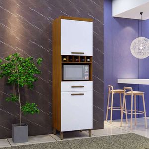 Mueble Para Microondas Corina color Blanco/Marrón claro TU MESITA