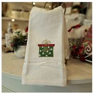 Toalla Visita Crema Navideña Bordado Navideño Regalo