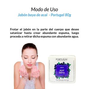 Jabon Baya de Acai Portugal 80 Gramos 6 Unidades