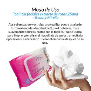 Toallitas Faciales Extracto de Rosas Nevada 25 Unidades