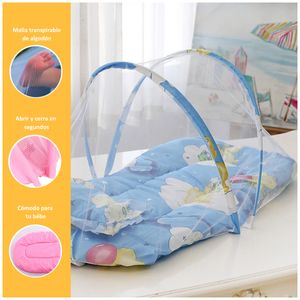 Mosquitero de Mallas para Bebes con Colcha Diseño Osito | Azul
