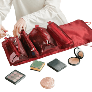 Neceser de Maquillaje 4 en 1 Desmontable Bolso Organizador Liga Guinda