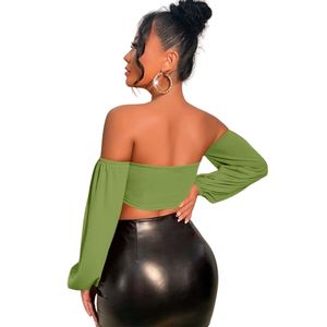 Top Hombros Descubiertos Shein Girante Abertura Color Verde Nezmun