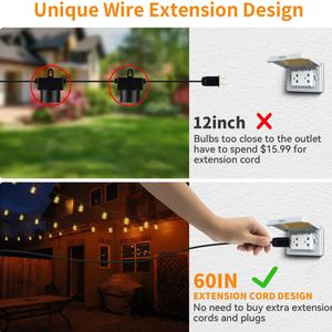 Guirnalda 15 Bombillas 15 Metros LED Vintage Jardin Fiestas Exterior