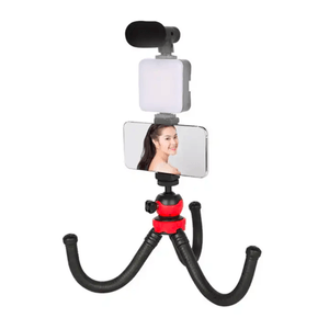 Trípode Flexible Pulpo para Celular con Luz LED y Microfono AY-49H