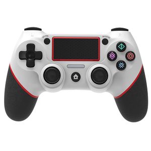 Gamepad Inalámbrico BT Gamepad con Panel Táctil Vibración Función de Mango de 6 Ejes (Blanco Y Rojo)