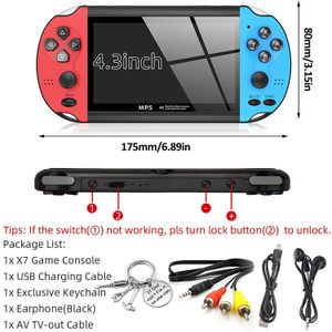 Consola de Juegos Portátil de 4,3 Pulgadas, Juegos Clásicos Integrados, Recargable