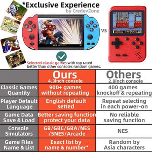 Consola de Juegos Portátil de 4,3 Pulgadas, Juegos Clásicos Integrados, Recargable