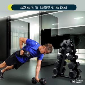 Set de Mancuernas Hexagonales + Rack