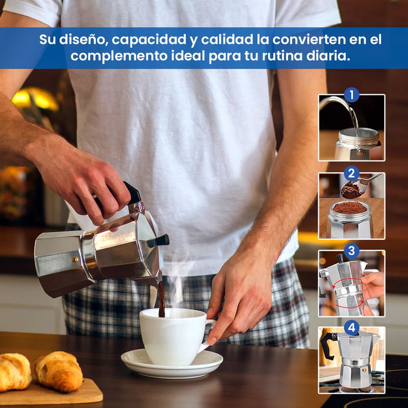 Cafetera Italiana Cubana de Café Moka 6 Tazas - Real Plaza