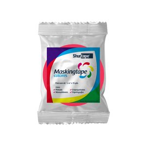 Cinta Masking Tape Colores Neón Shurtape 3/4" x 15 Yd Caja x 60 Rollos Rosado