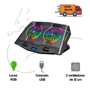 Cooler Para Laptop Gamer Rgb Cybercol - Hasta 17 Pulgadas
