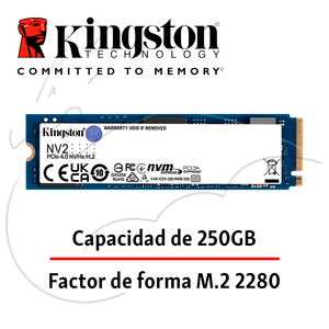 Unidad Solida Kingston M.2 nV2 Pcie 250gb Gen 4x4