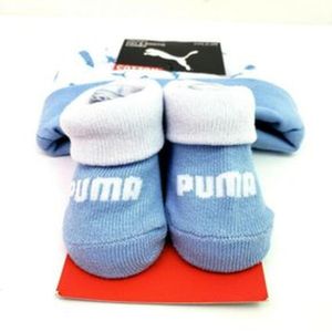 Gorro y Medias Botín Niña Puma - Azul - 3 a 6 meses