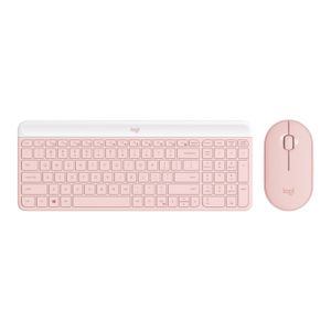 Teclado Logitech + Mouse Mk470 Wireless Slim Usb Rosa