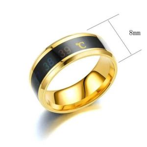 Anillo Medidor de Temperatura Unisex Dorado Talla 10