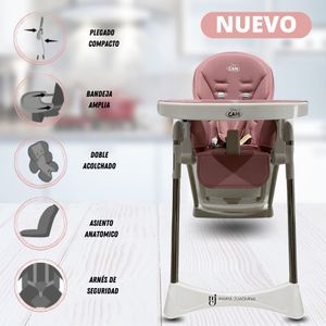 Silla de Comer Graduable Bambino Silvestre Rosado