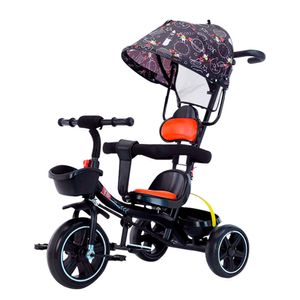 Triciclo Negro Multifunción con Sombrilla para Niños