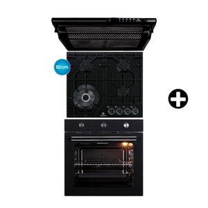 COMBO Encimera a gas empotrable Egasi-604cgne + Horno a gas HEI-75NGP + Campana extractora Cei-602ne Indurama