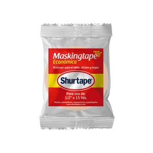 Cinta Masking Tape Económica P/uso (Embolsado) Shurtape 1/2" x 15 Yd Caja x 90 Rollos