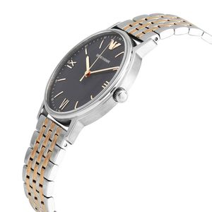 Reloj Emporio Armani Kappa AR11121 Para Hombre Acero Inoxidable Plateado Oro Rosado Dial Gris