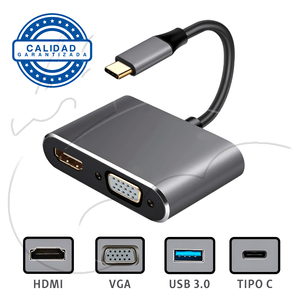 Cable Adaptador Tipo C A - Vga + Hdmi + Usb 3.1 + Usb C