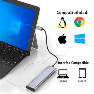 Adaptador Hub Usb Tipo C 4 Puertos Para Pc/laptop/android