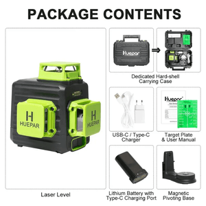Nivel láser verde huepar B03CG 12 líneas recargable