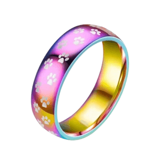 Anillo de Titanio Mujer Modelo Huellita Multicolor Talla 8
