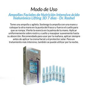 Ampollas Faciales Intensivas de Acido Hialurónico Lifting 3d 7 días 2 Unidades