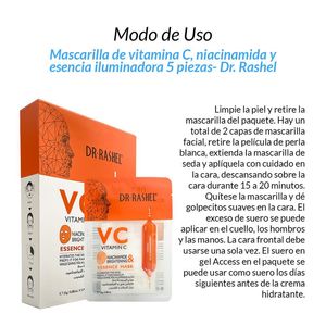 Mascarilla Vitamina c Niacinamida y Esencia Iluminadora 5 piezas 3 Unidades