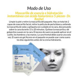 Mascarilla de Hidratación con Acido Hialuronico 5 piezas 3 Unidades