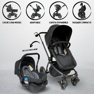 Coche Travel System Con silla Portabebe Infanti Epic 5G Black