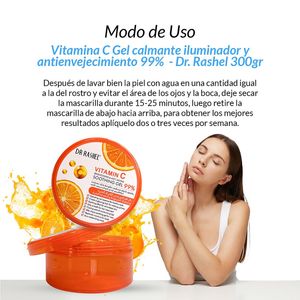 Vitamina c Gel Calmante Iluminador y Antienvejecimiento 99% Dr Rashel 300 Gramos 3 Unidades