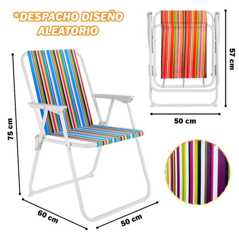 Silla de Playa Camping Terraza Plegable Multicolor - Aleatorio